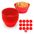 Kit 12 Formas Silicone Cupcake Forminhas Cupcake Bolo Muffin Cor Vermelho