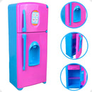 Cozinha Infantil Brinquedo Menina Fogão Panelas Geladeira Cor Rosa Com Turquesa