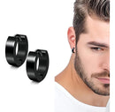 Brinco Masculino Feminino Argola E Falso Alargador 4 Pares Cor Preto & Prata