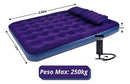 Colchão Inflável Casal Queen 2,03mx1,52m Azul + Bomba De Ar