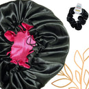 Touca De Dormir Cetim Luxo Duplo Tecido Confortá Pink/Preta