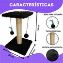 Arranhador De Gatos C/ Brinquedo Guizo Poste Sisal Natural Cor Preto