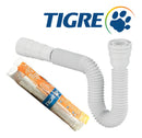 Sifão Sanfonado Tubo Flexível Multiuso Universal Para Pias Lavatórios Cubas Branco Tigre