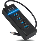 Hub cabo extensor USB 3.0 highspeed com 4 PORTAS HD preto adaptador EXBOM