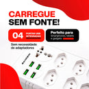 Extensão Régua Elétrica 7 Tomadas Com 4 Usb Bivolt 110v/220v Cor Branco 127V/220V beijamin filtro de linha regua de energia
