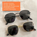 Óculos De Sol Hexagonal Unissex Retro Cor Preto Cor da armação Dourado Cor da lente Preto