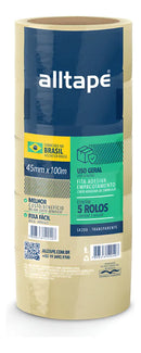 Kit Com 5 Fita Adesiva Alltape Transparente 45mmx100m Sk200 Lisa