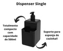 Dispenser Single Coza 500ml Detergente Esponja Suporte Cores Cor Preto