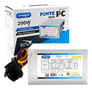 Fonte Pc Atx 200W Reais Real Silenciosa com Cabo de Força Nova KP-517 Cinza
