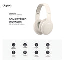 Fone De Ouvido Headphone Dapon H02d Bluetooth 5.1 Over-ear 22 Horas De Bateria Bege