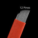 50 Uni Lâminas Tebori Nano Agulhas 12 Pontas Flex 0.18mm Cor Vermelho