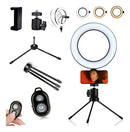 Ring Light Iluminador Led Selfie Tripé Mesa 16cm + Bluetooth Preto Branca, Neutra, Quente