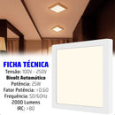 Painel Plafon Led 25w 24w Power Sobrepor Quadrado com Reator Cor Branco Quente Luz Amarela