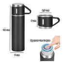 Kit Garrafa Térmica Vacuum Flask Set 500ml Com 3 Xícaras Cor Preto