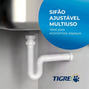 Sifão Sanfonado Tubo Flexível Multiuso Universal Para Pias Lavatórios Cubas Branco Tigre