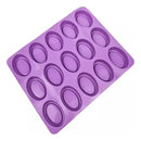 Forma De Silicone Sabonete Oval 15 Cavidades Saboaria Vela Cor Roxo