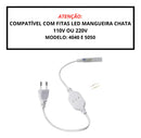 Kit 5 Conector Fonte Fita Led Mangueira Chata Bivolt Plugue Branco-frio