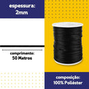 Fio De Seda - Cordão Rabo De Rato 2mm- Preto - Nybc Cor PRETO - 310