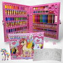 Estojo Maleta Escolar Pintura Infantil 150 Peças Completo Rosa