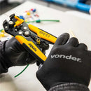 Alicate Decapador Vonder Fios Eletricista 0.2mm² 6.0mm² Cortador E Crimpador Profissional 8 Polegadas 203mm - Preto e Amarelo 32g