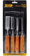 Kit Jogo Formão Profissional Entalhar Esculpir Madeira 4 Pçs