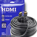 Cabo Hdmi 20m Metros Preto Premium 4k Blindado Gold 3d Full