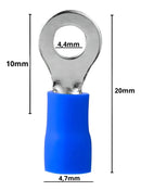 Terminal Olhal Azul Pre-isolado 1,5mm A 2,5mm M4 - 100 Peças