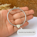 Bracelete Feminina Aço Inox 316l Berloque Coração Cor Prata