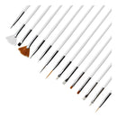 Kit 15 Pincéis Decoração De Unhas Gel Nail Art Branco Manicure Pedicure Alongamento Unha Gel Acrílico