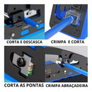100 Rj45 Ez + Alicate Crimpar Cabo Rede Cat5/6/7 Vazado Kit