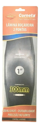 Faca Lâmina Roçadeira 2 Pontas 300mm Furo 1 Pol 25,3 mm X 2mm