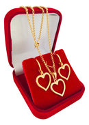 Conjunto Corações Vazado Brinco E Colar Folheado A Ouro 18k Cor Dourado