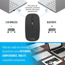 Mouse Sem Fio Bateria Recarregável Wireless 2.4ghz E Bluetooth Led Rgb Dpi Ajustavel Ergonômico Silencioso Para Pc Desktop Notebook Tablet Smartphone Casenn Branco