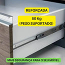 Par Corrediça Trilho Gaveta Reforçada Telescópica 50kg 45cm