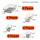 Kit 18 Organizador Multiuso Modular Gavetas Acrilico Cristal Cristal