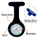 Relógio Lapela Preto Bolso Profissionais Saúde Jaleco Broche