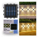 2 X Arandela Solar 4 Focos Parede Slim 12 Fachos Led Externa Estrutura Amarelo 3000K