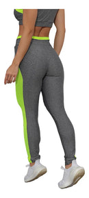 Kit Conjunto Fitness Feminino Roupa Academia  Cinza e verde M
