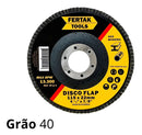 10 Disco Flap 115mm 4.1/2 Madeira E Aço Cônico Grão40 Fertak