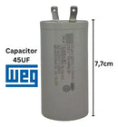Capacitor 45uf 127v Weg Lavadoras Brastemp Consul Electrolux
