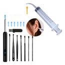 Limpador de cera ouvido pinças lanterna seringa preto Kit 9 em 1 câmera otoscópio