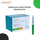 Agulha Multipla Coleta Sangue A Vacuo 25x8 21g Uniqmed Verde