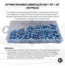Kit 150 Uni Pino Bico Graxeiro Graxa Lubrificacao Reto/45/90
