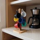 Jogo 6 Canequinha 100ml Caneca Café Suporte Madeira Alumínio