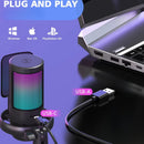 Microfone Condensador Rgb Led Alta Sensibilidade Usb Gamer Cor Preto Tomate MT1060R