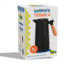 Vittak Garrafa Térmica Café 1 Litro Nórdica Cabo Madeira Mesa Posta Cor Preta