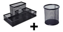 Kit Porta Caneta Organizador De Mesa Escritór Preto Quadrado