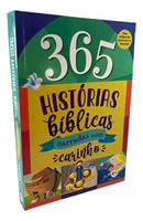 Kit Com Um Livro 365 Historias Bíblicas Devocional Infantil E Uma Bíblia Do Bebê Meninas Capa Dura Almofadada