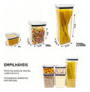 Kit Potes Porta Mantimento Hermético Quadrado Cozinha 12 Uni