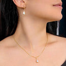 Brinco Feminino E Correntinha Perola Gota Pingente Folheado